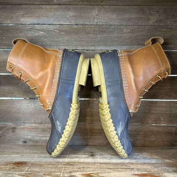 Womens LL Bean Brown Leather Waterproof Unlined Winter‎ Duck Boots Size 8 M GUC - Picture 3 of 5